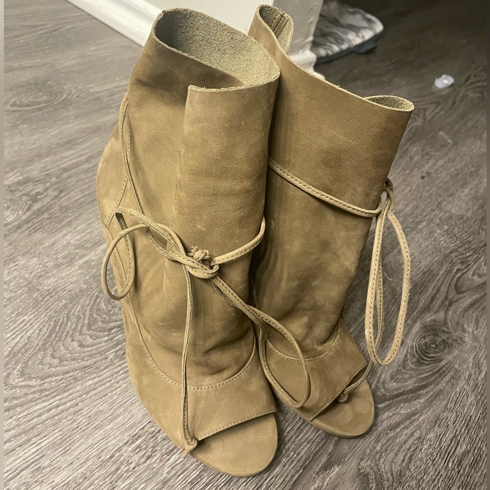 Brown open toe Booties